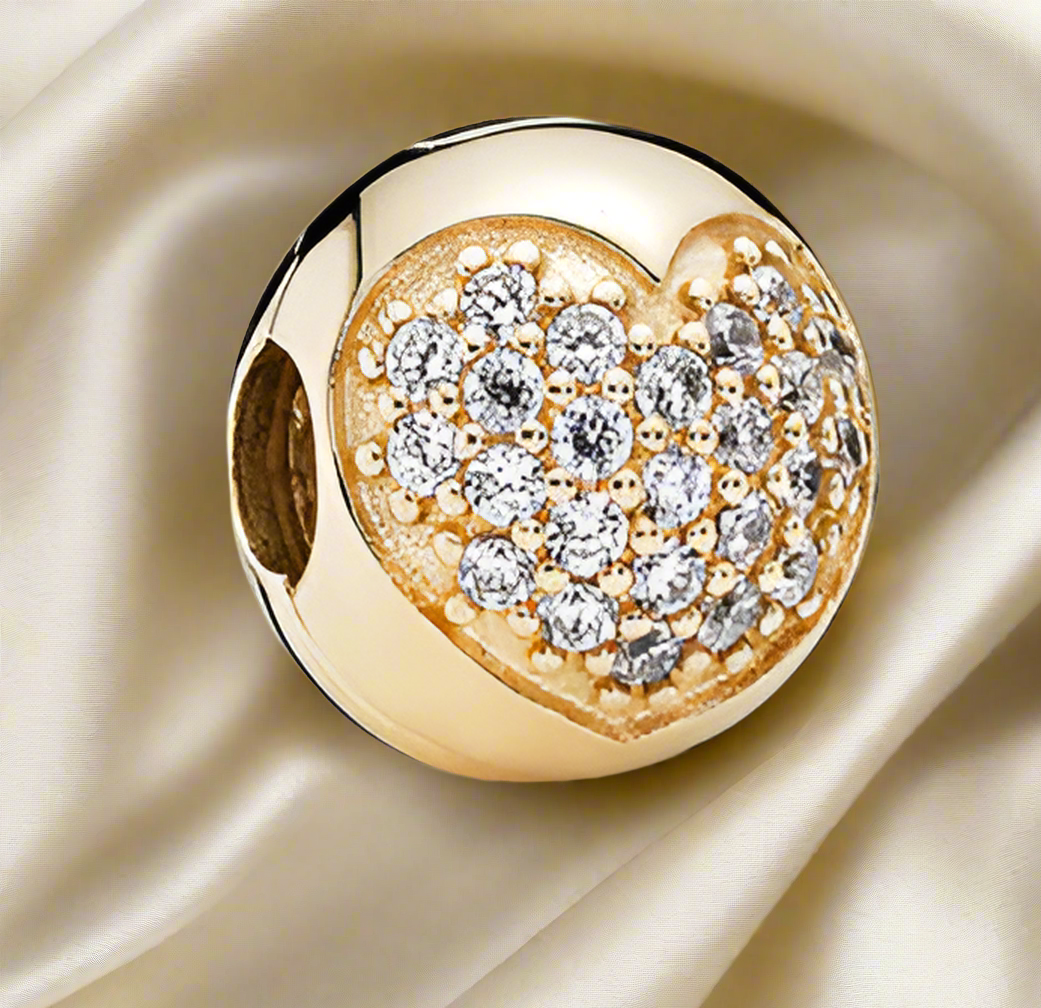 Gold Cirlce With Sparkling Heart Charm