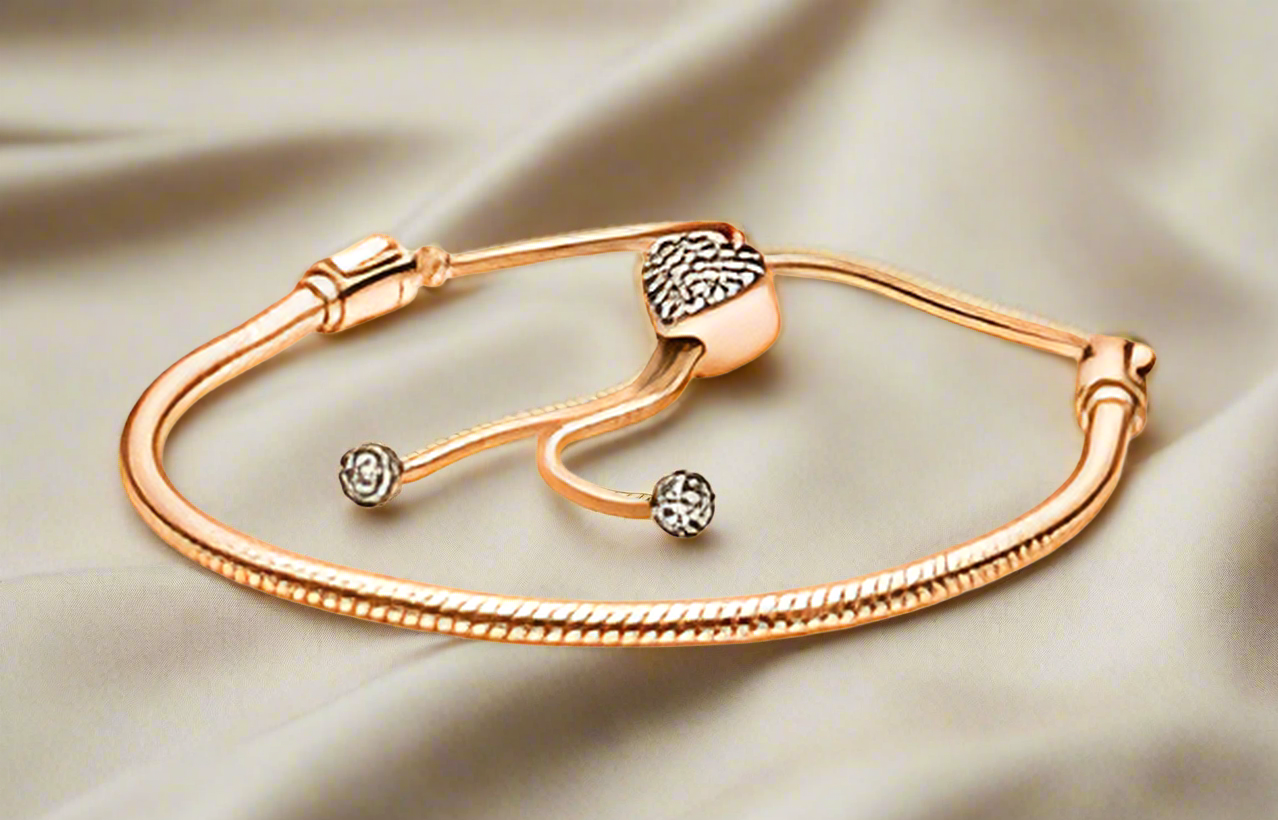 Rose Gold Moments Pave Heart Snake Slider Bracelet
