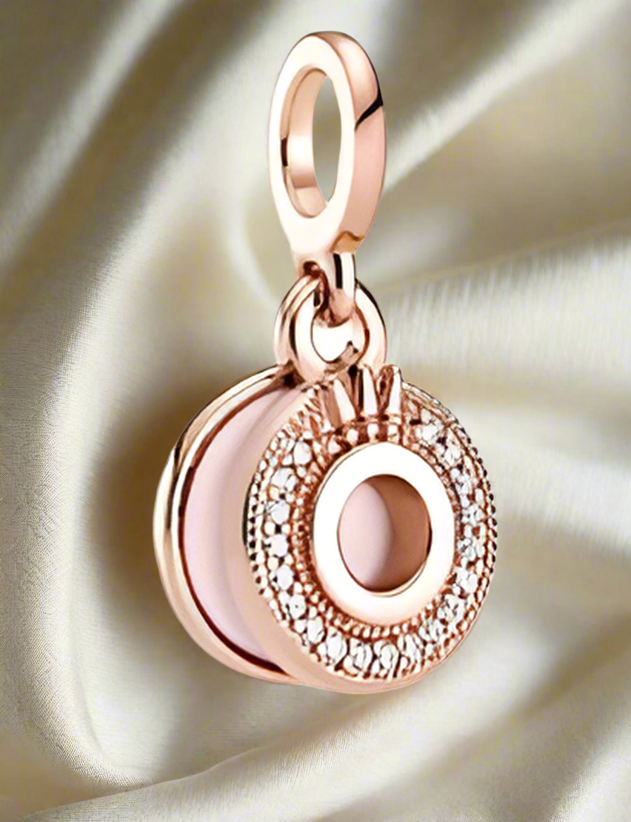Rose Gold Pink Disk Dangle Charm