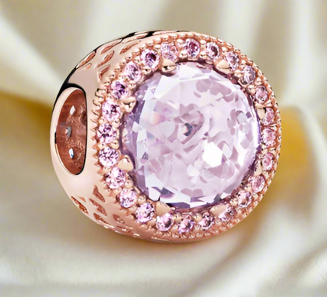 Rose Gold Sparkling Lavender Charm
