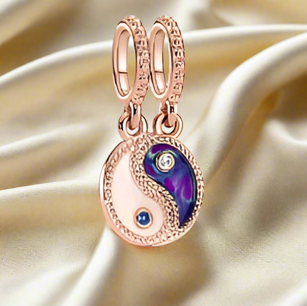 Rose Gold Splittable Yin & Yang Sparkling Dangle Charm