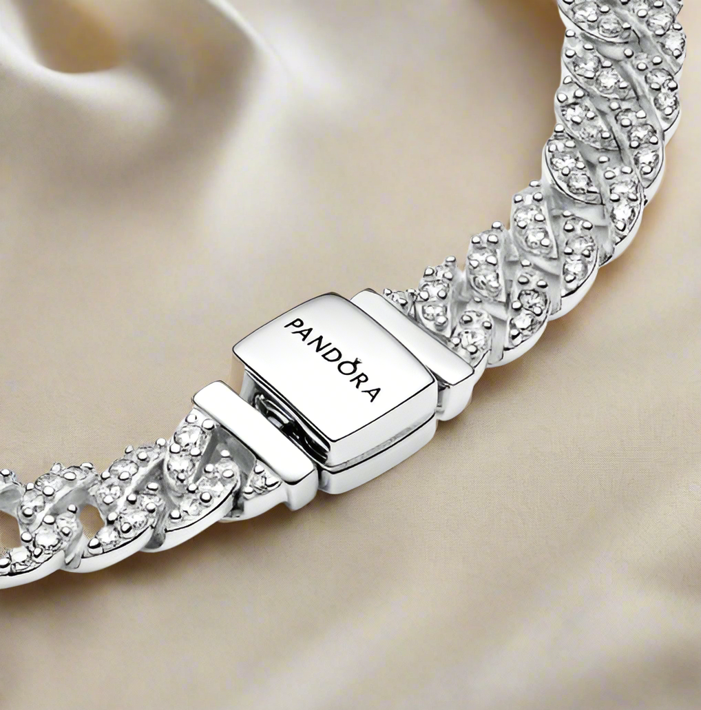 Silver Timeless Pave Cuban Chain Bracelet