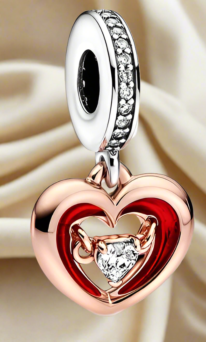 Two-tone Radiant Heart Dangle Charm