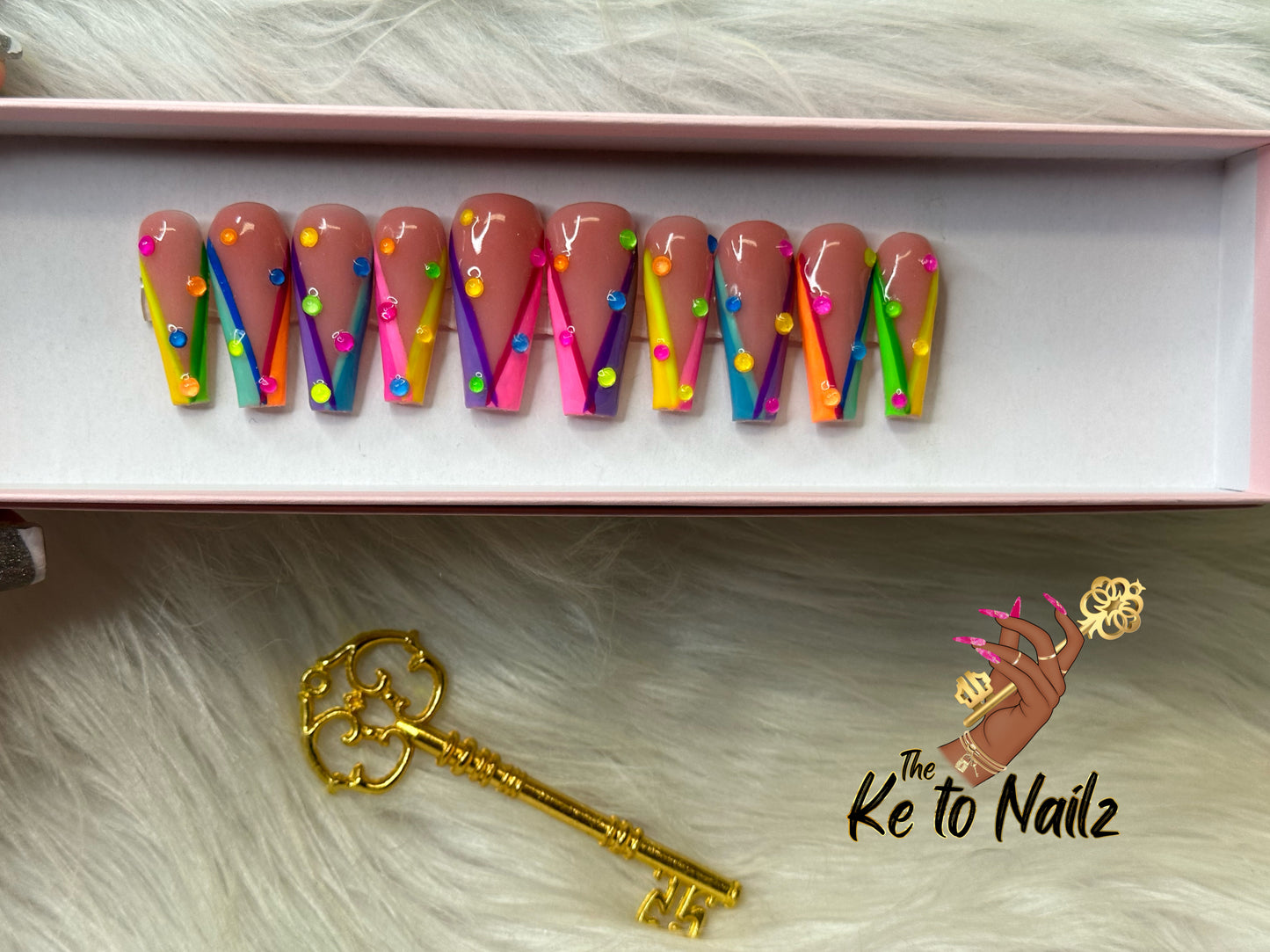 Luxury Handmade Freestyle Acrylic Press-On Nails | 10-Piece Set