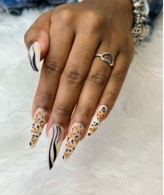 Nude with Black & Animal Print Design