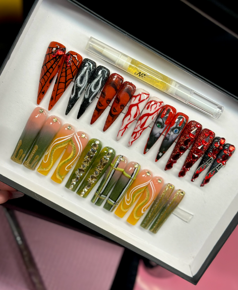 Luxury Festive Handmade Custom Acrylic Press-On Nails | 10-Piece Seasonal Set