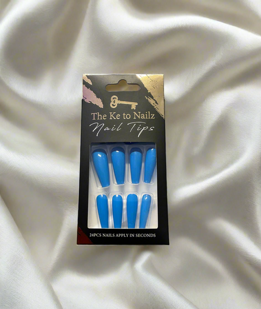 Glossy Blue Press-On Nails – 24 Piece Set