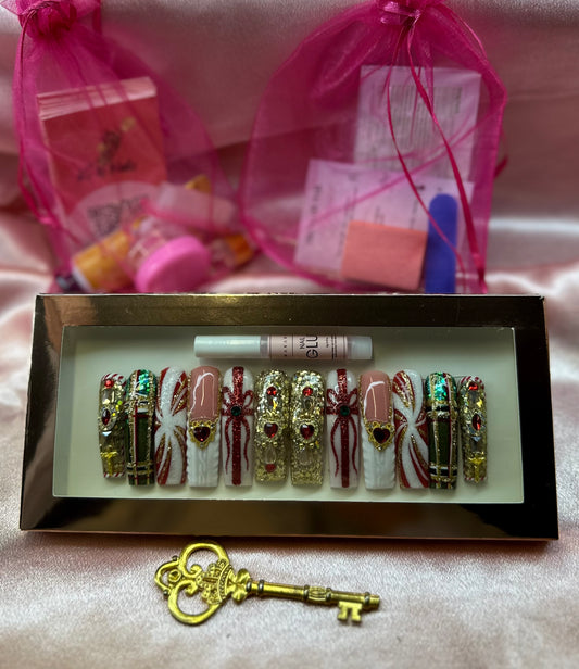 Luxury Festive Handmade Custom Acrylic Press-On Nails | 10-Piece Seasonal Set