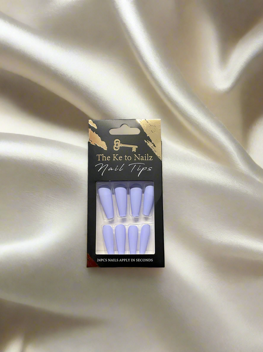 Matte Light Blue-Purple Press-On Nails – 24 Piece Set