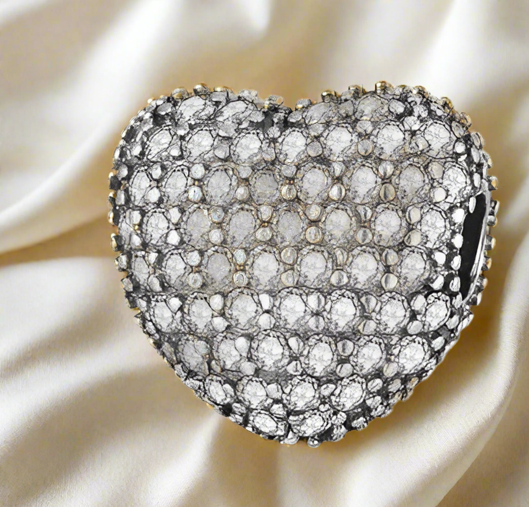 Silver Clear Heart Pave Clip Charm