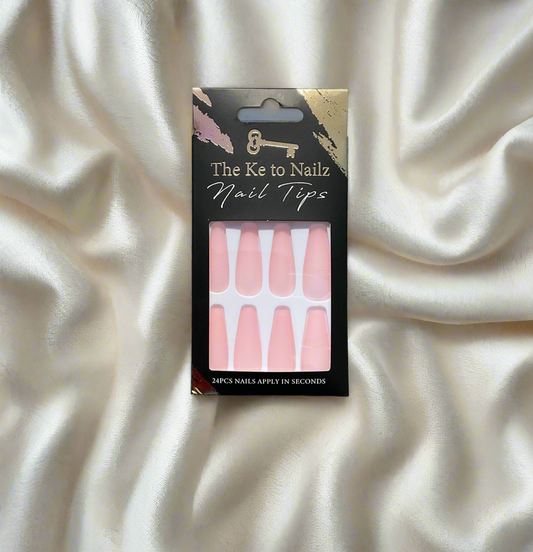 Matte Blush Pink Press-On Nails – 24 Piece Set