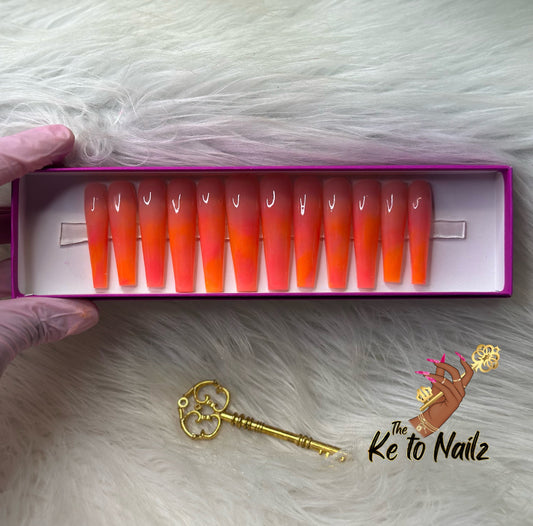 Luxury Handmade Custom Ombre Acrylic Press-On Nails | 10-Piece Set