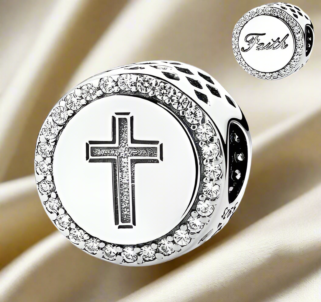 Silver Faith with Cross Charm