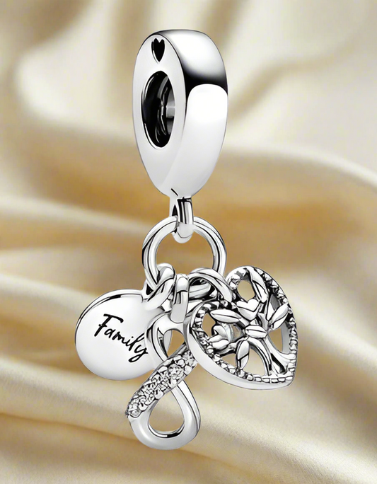 Silver Family Infinity Triple Dangle Charm