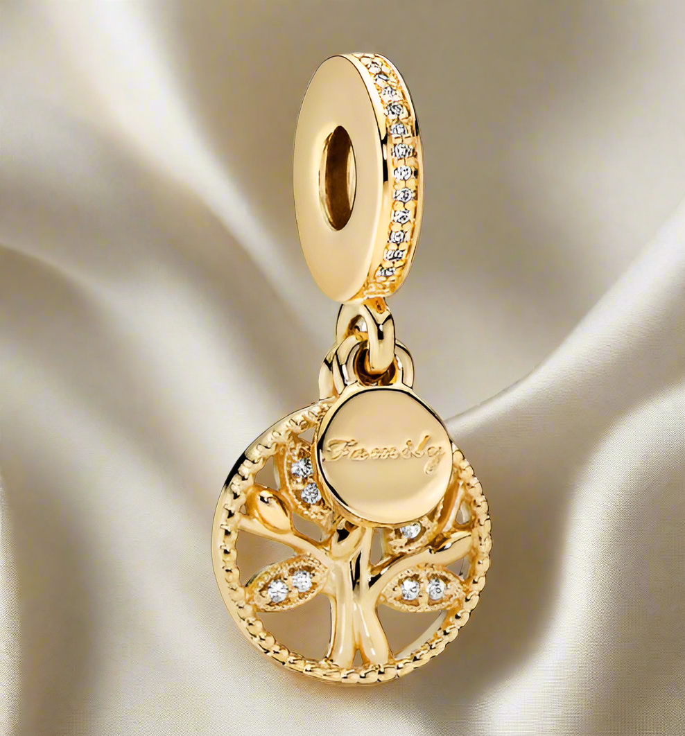 Gold Family Tree Dangle Charm
