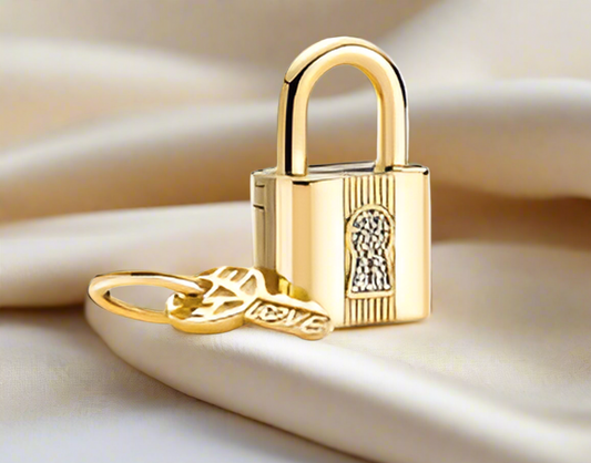 Gold Lock & Key Charm