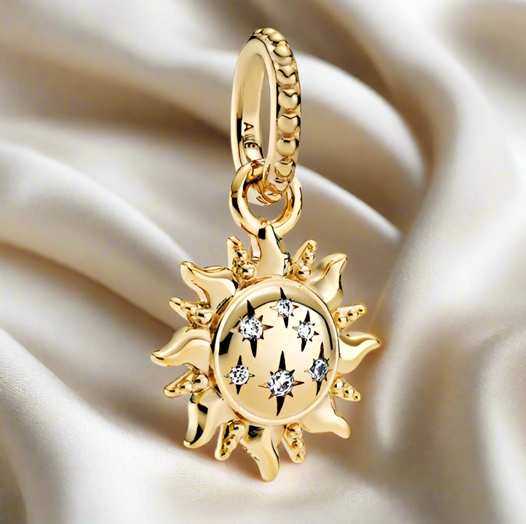 Gold Sparkling Sun Dangle Charm