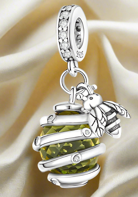 Silver Honey Bee Nest Charm