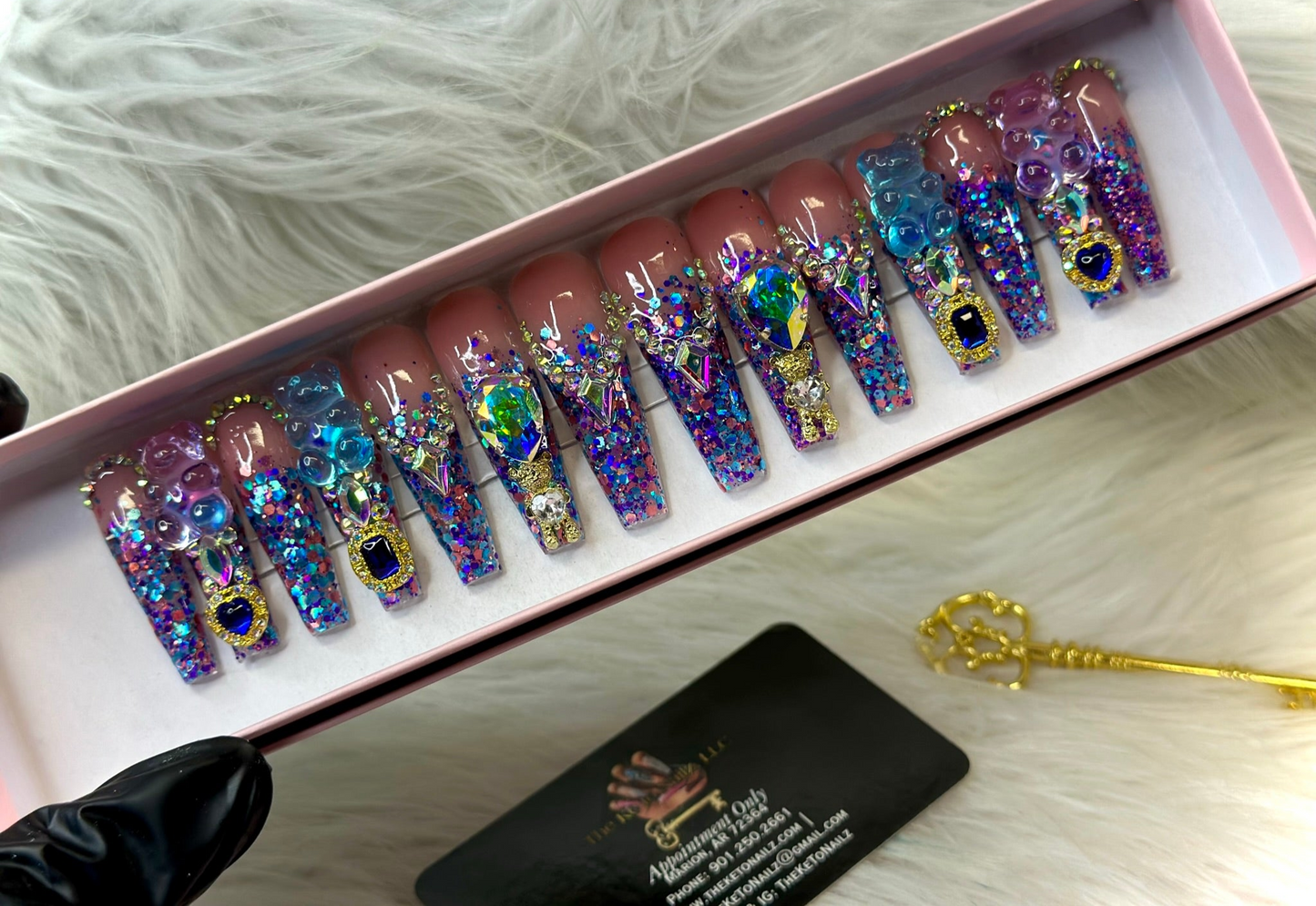 Luxury Handmade Freestyle Acrylic Press-On Nails | 10-Piece Set