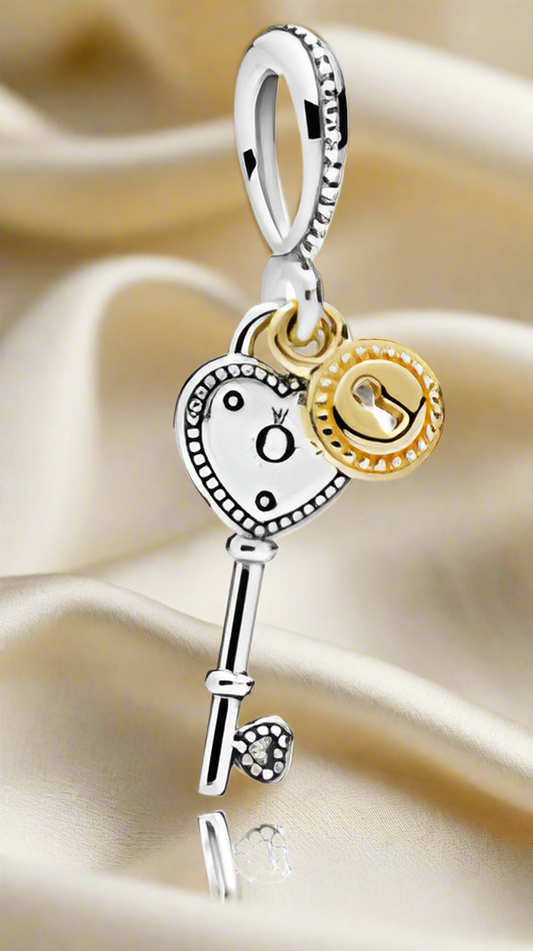 Two-Tone Key with Keyhole Charm