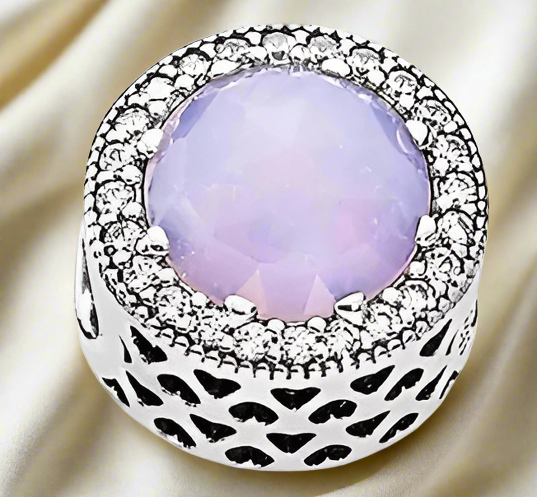 Silver Opal Sparkling Circle Charm