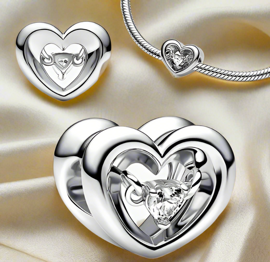 Silver Open Heart Charm
