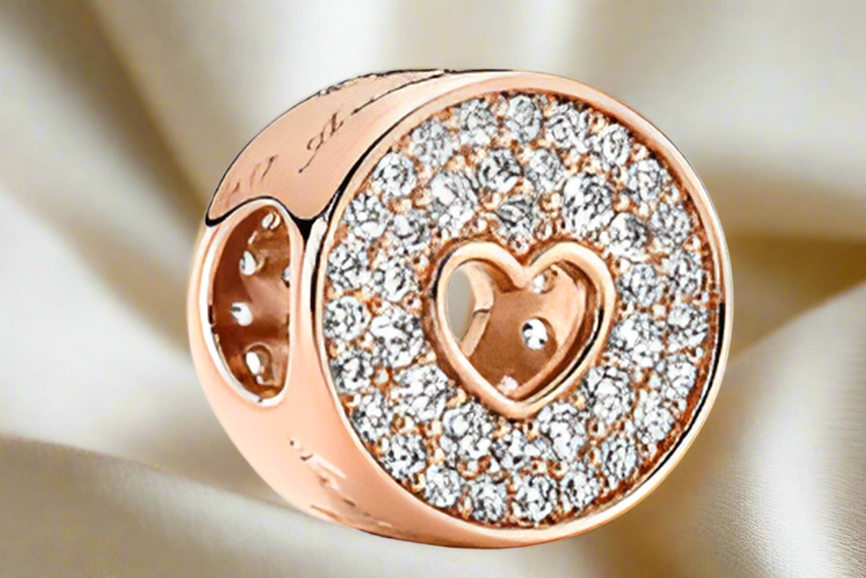 Rose Gold Pave & Heart Anniversary Charm