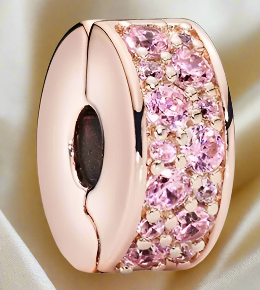 Rose Gold Pink Pave Clip Charm