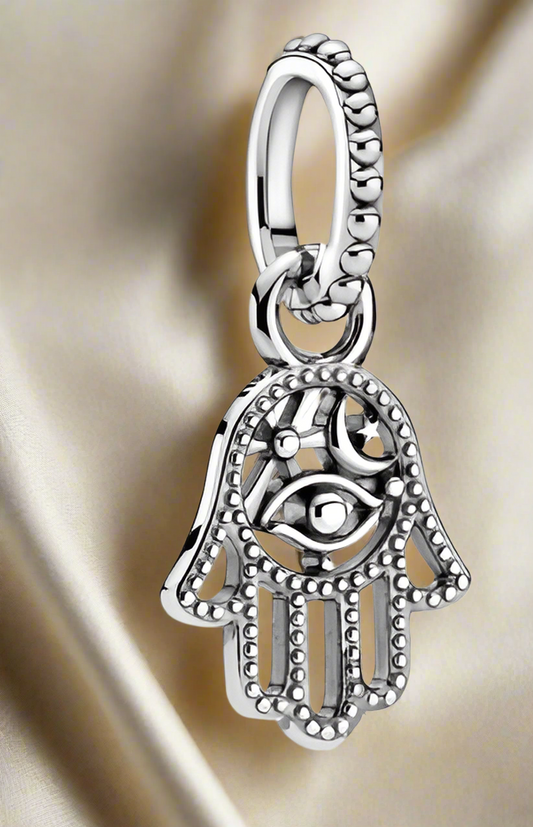 Silver Protective Hamsa Hand Dangle Charm