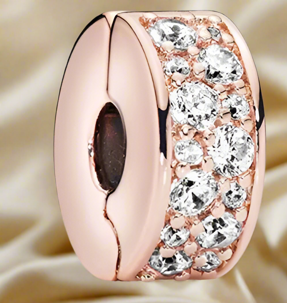 Rose Gold Clear Pave Clip Charm