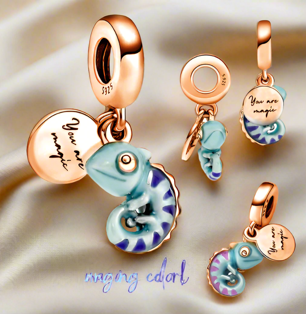 Rose Gold Color-Changing Chameleon Dangle Charm