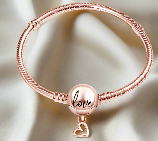 Rose Gold Moments Heart Clasp Snake Chain Bracelet