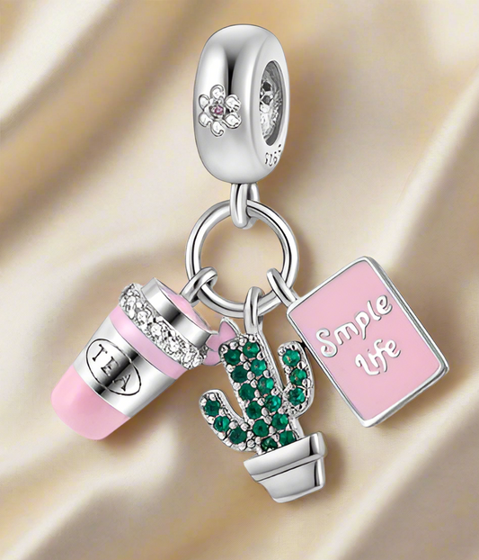 Silver Tea, Cactus, and Planner Charm