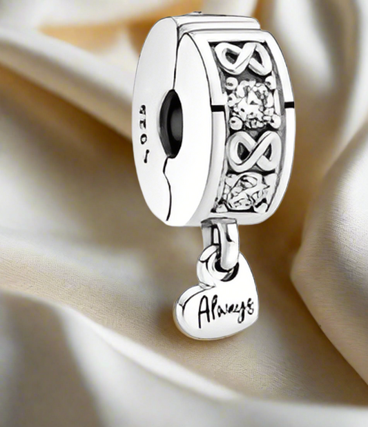 Silver Family Always Pave Clip Charm