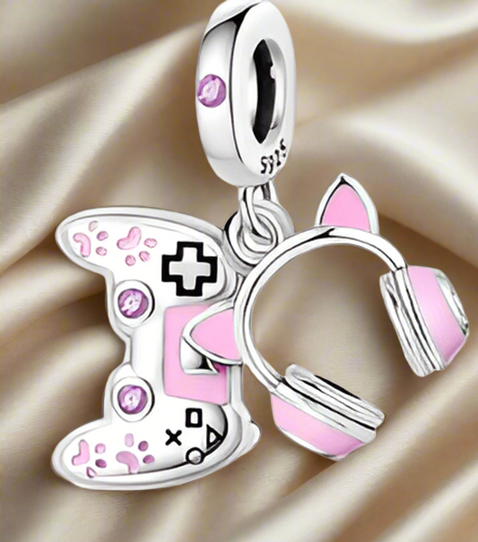 Silver Gamer Girl Charm