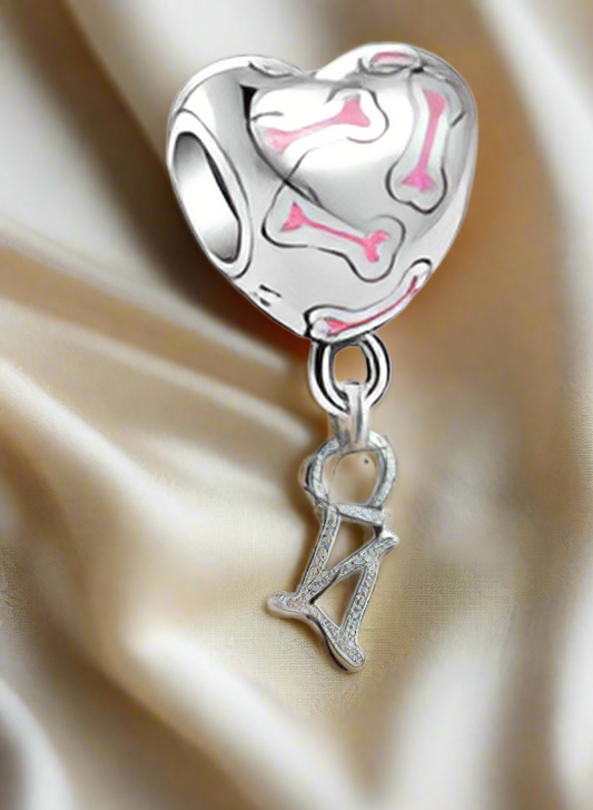 Silver Heart Balloon with Bones Puppy Charm