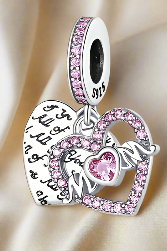 Silver Heart and Mom Dangle Charm