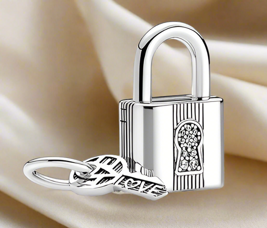 Silver Padlock and Key Dangle Charm