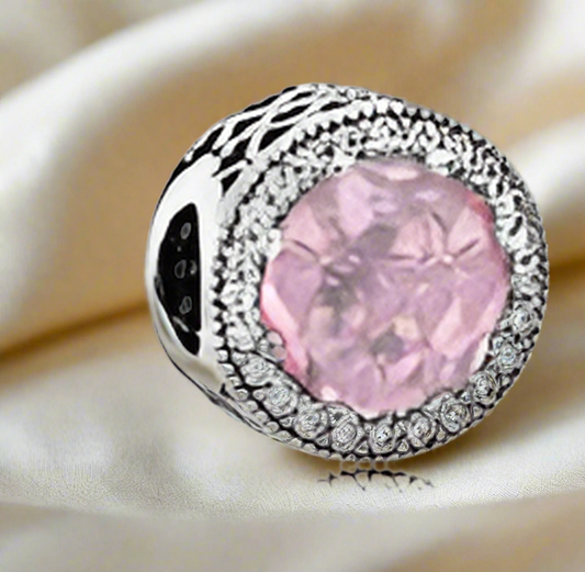Silver Pink Sparkling Charm