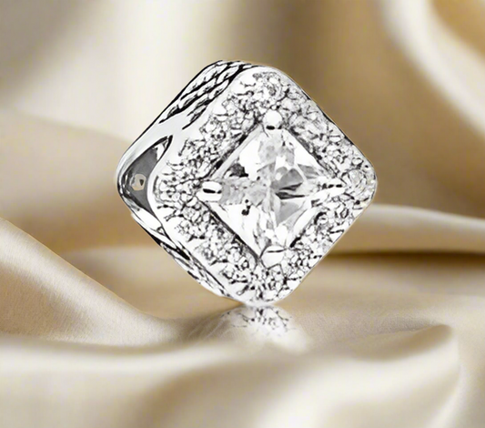 Silver Sparkling Diamond Pave Charm