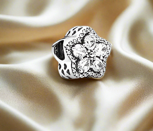 Silver Sparkling Flower Pave Charm