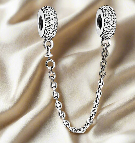 Silver Sparkling Pave Safety Chain
