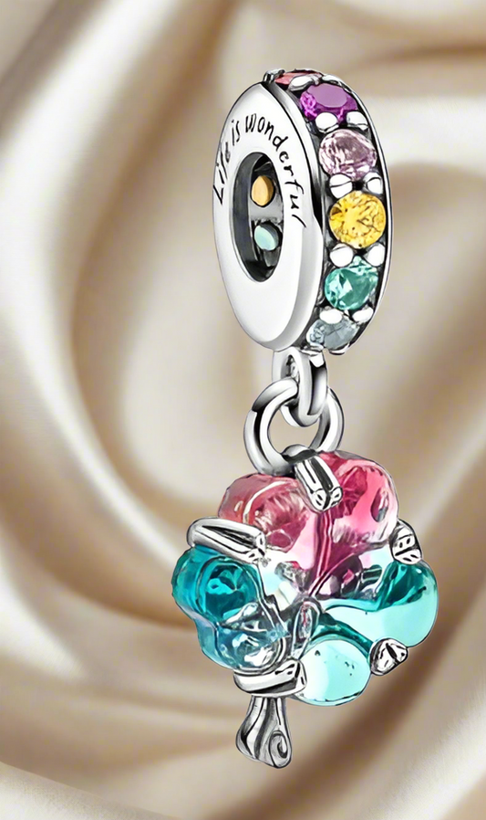 Silver Togetherness Tree Murano Glass Dangle Charm