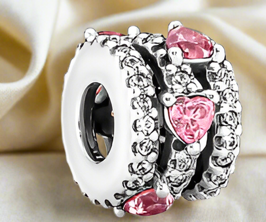 Silver Triple Halo Hearts Charm