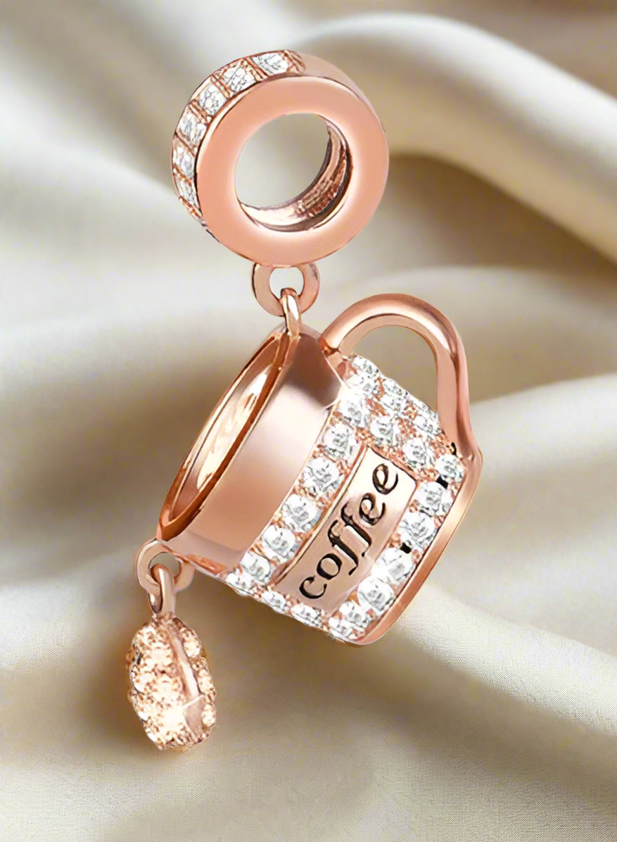 Rose Gold Sparkling Coffee Break Charm