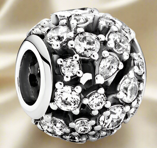 Silver Sparkling Round Openwork Charm