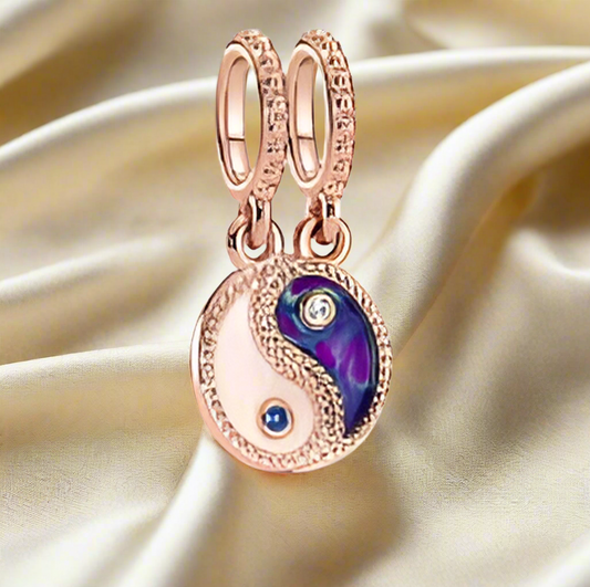 Rose Gold Splittable Yin & Yang Sparkling Dangle Charm