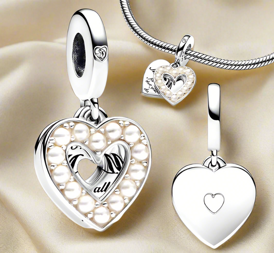 Silver Thanks Mom Dangle Heart Charm