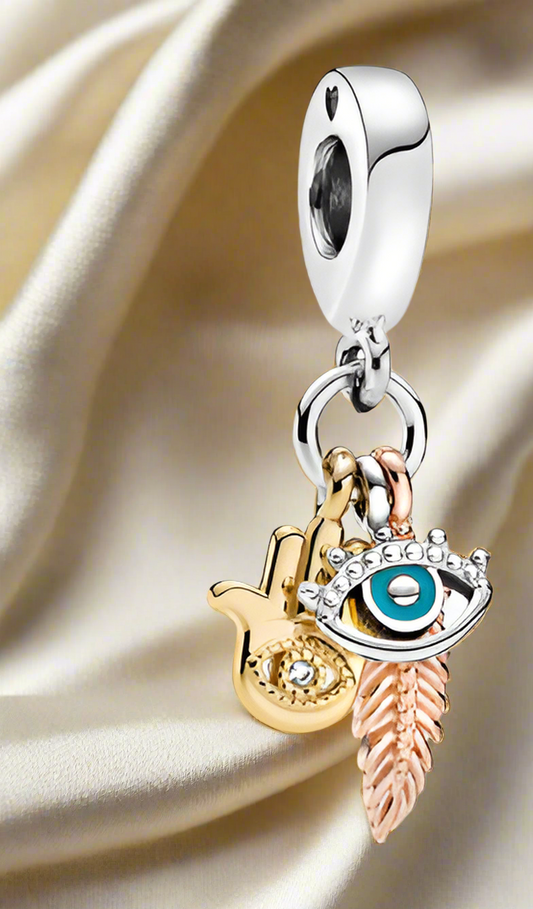 Three-tone Hansa Eye and Feather Charm