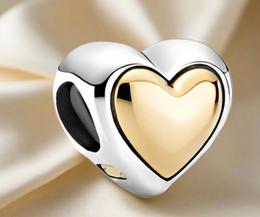 Two-tone Domed Golden Heart Charm